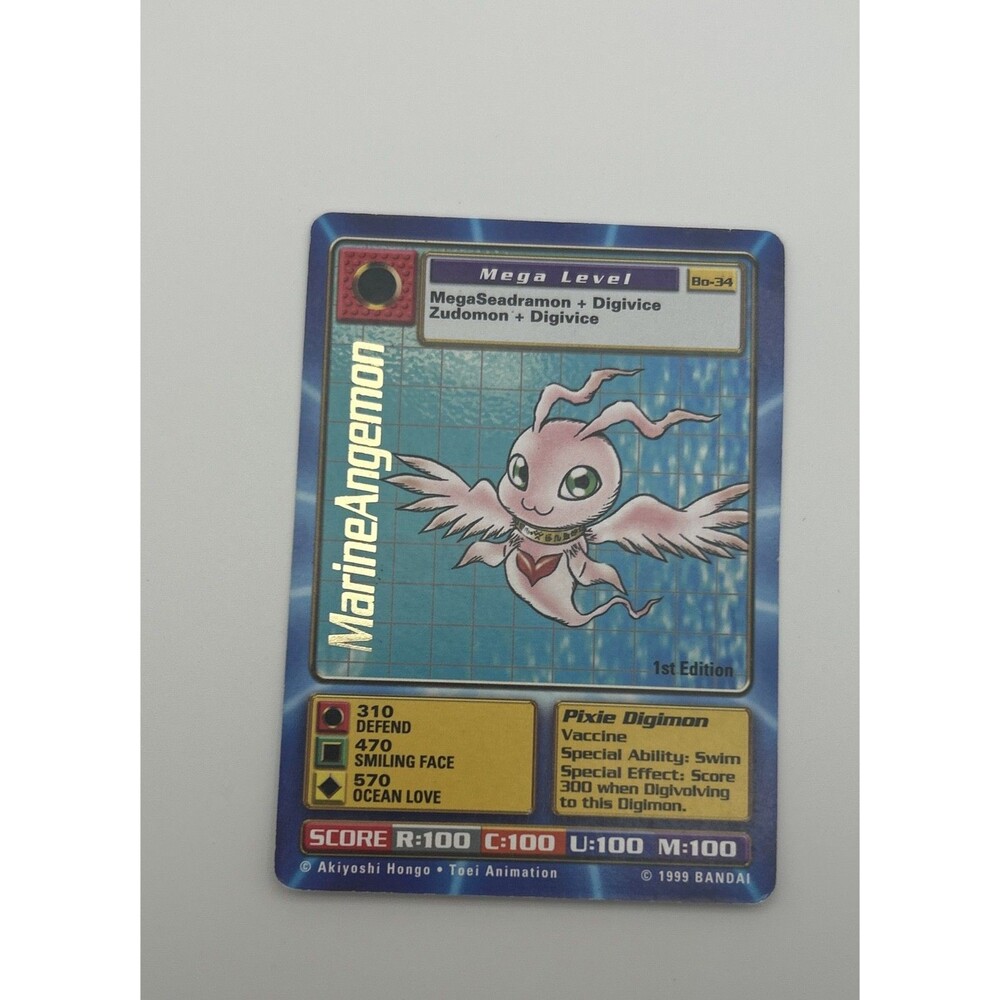 1999 Digimon Booster 1 MarineAngemon Bo-34 1st Edition Gold Foil Rare